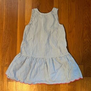 Crewcuts, girls, blue and white striped dress. Size 6.